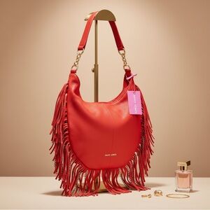 Red Fringe Hobo Bag